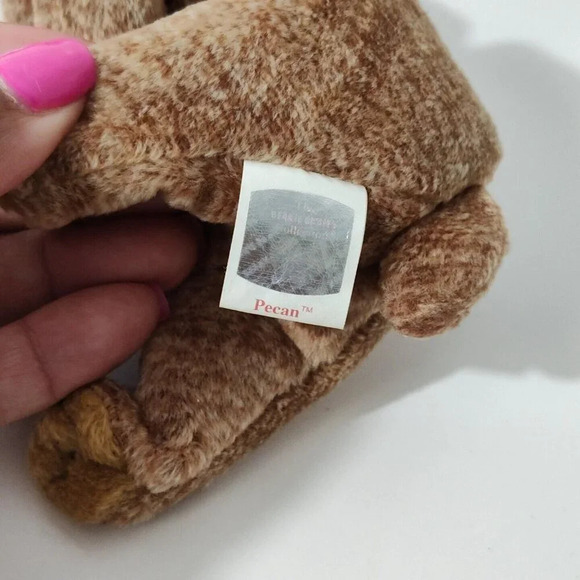 Vintage 1999 Ty Beanie Babies Pecan Bear Plush Stuffed Animal Brown Hang Tag - Picture 5 of 9
